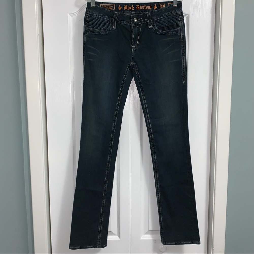 ROCK REVIVAL GIA STRAIGHT LEG JEANS Size 30 mid rise